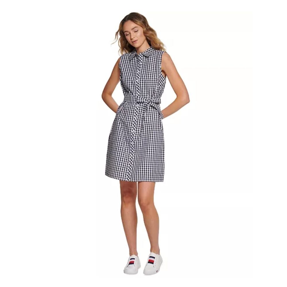 Tommy Hilfiger Gingham Belted Shirt Dress Size 4 NWT